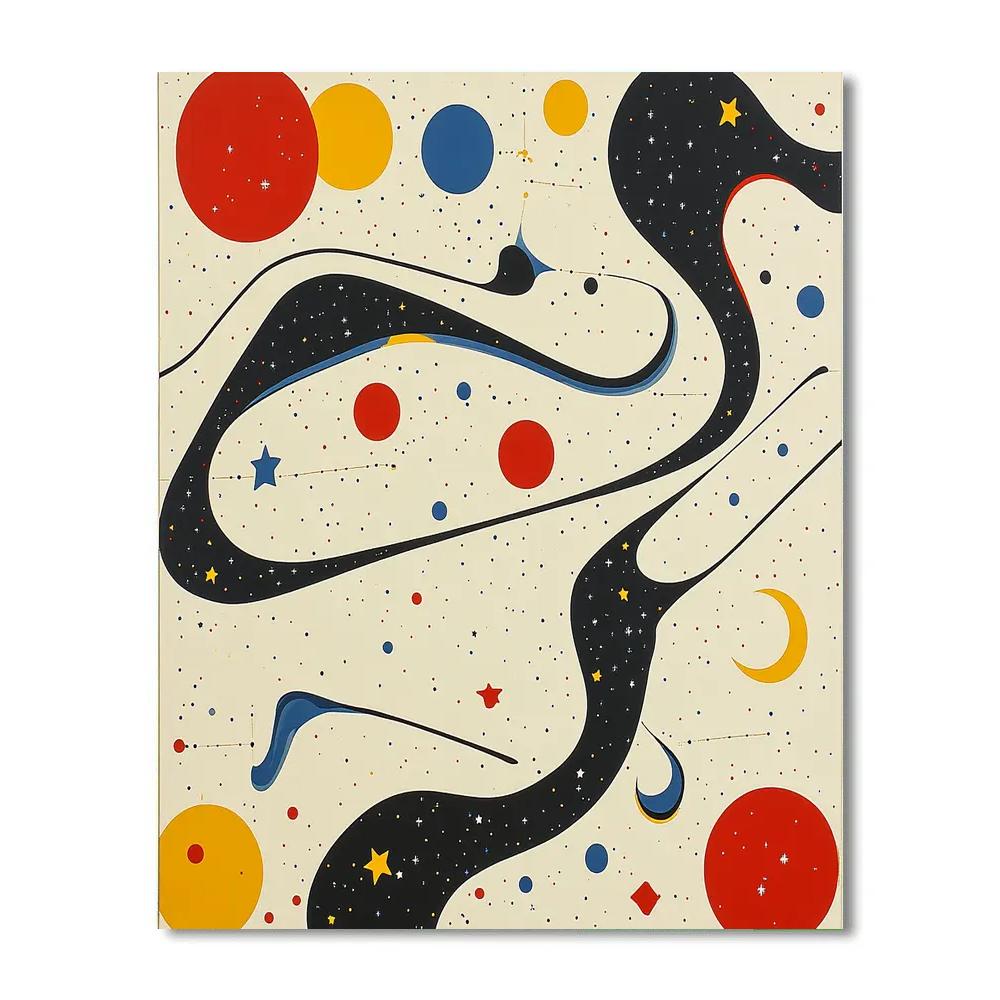Joan Miró Inspired Dreamscape Of Dancing Lines DIY paint by numbers