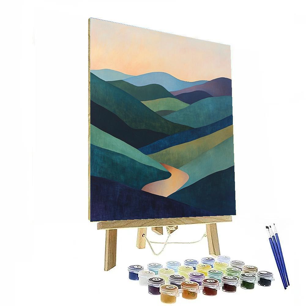 Paul Cézanne Inspired Prism Hills At Dusk paint by number