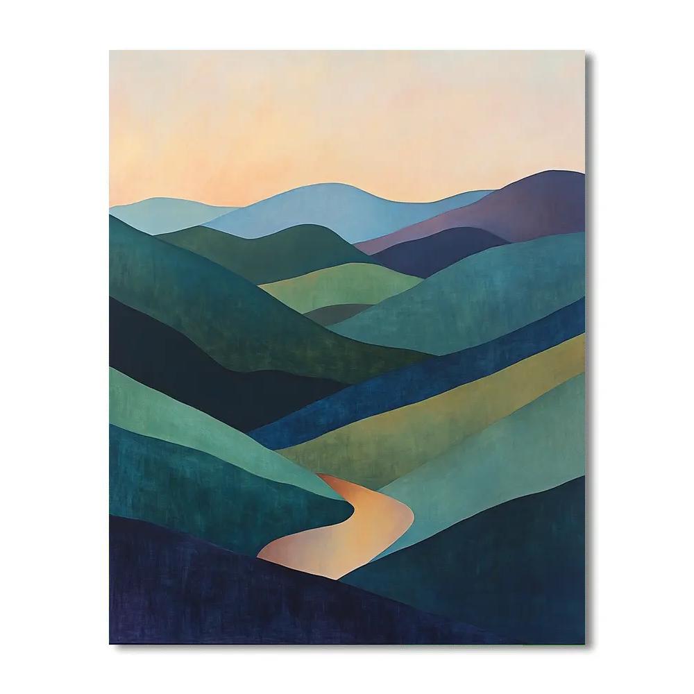 Paul Cézanne Inspired Prism Hills At Dusk paint by number