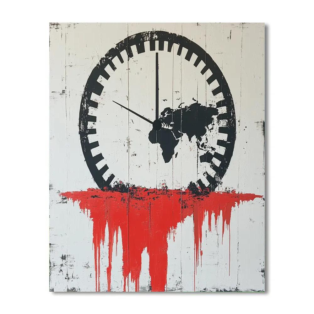Banksy Inspired Bleeding Climate Clock DIY paint by numbers