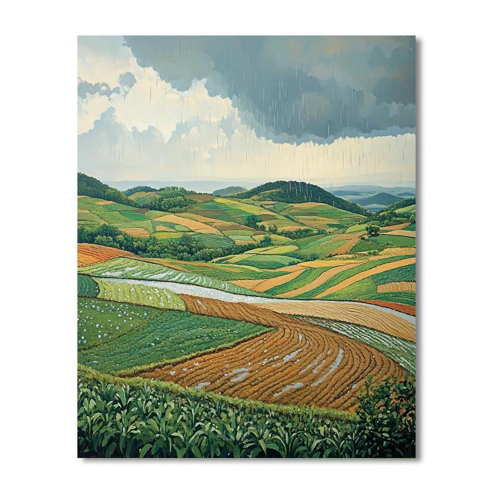 Nandalal Bose Inspired Monsoon Fields In Silent Raga Number painting