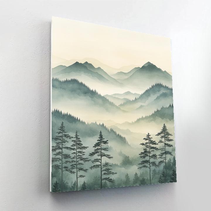 Zhao Mengfu Inspired Whispering Mist Between Twin Peaks painting number kit