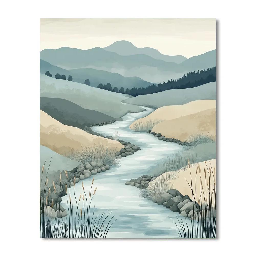Zhao Mengfu Inspired River Of Quiet Scholarly Thoughts Painting by numbers kit