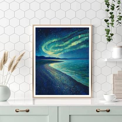 Georges Seurat Inspired Tidal Aurora Horizon paint by color