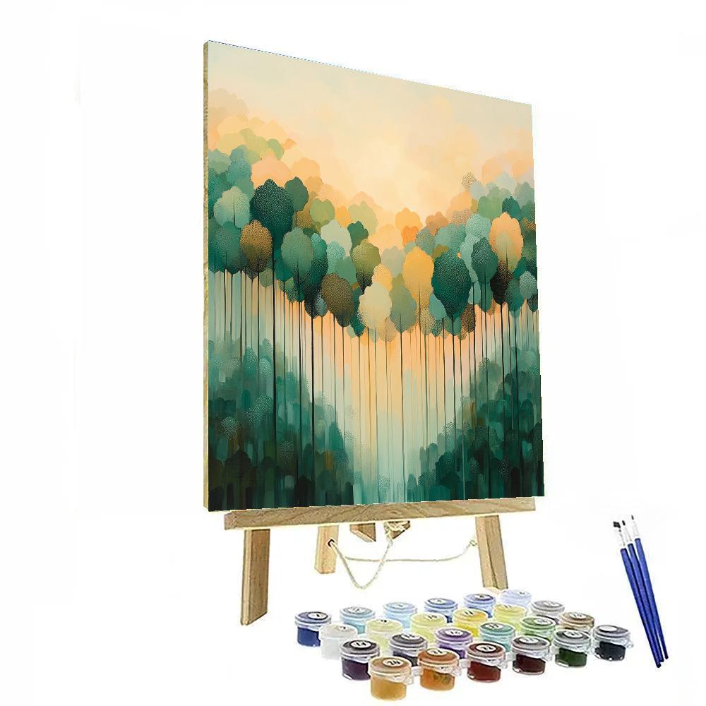 Georges Seurat Inspired Fractal Forest Dawn paint by numbers