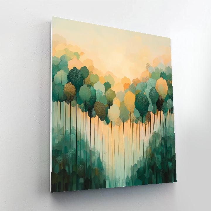 Georges Seurat Inspired Fractal Forest Dawn paint by numbers