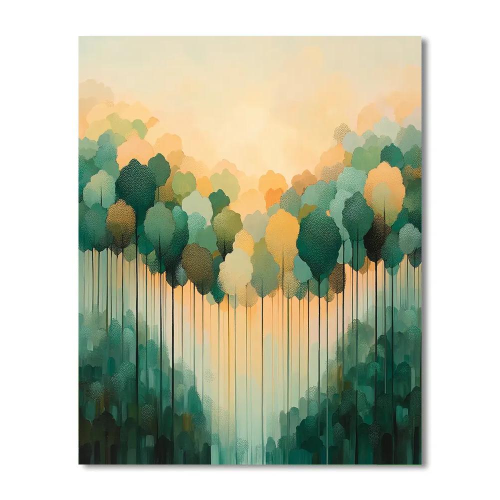 Georges Seurat Inspired Fractal Forest Dawn paint by numbers