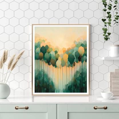 Georges Seurat Inspired Fractal Forest Dawn paint by numbers