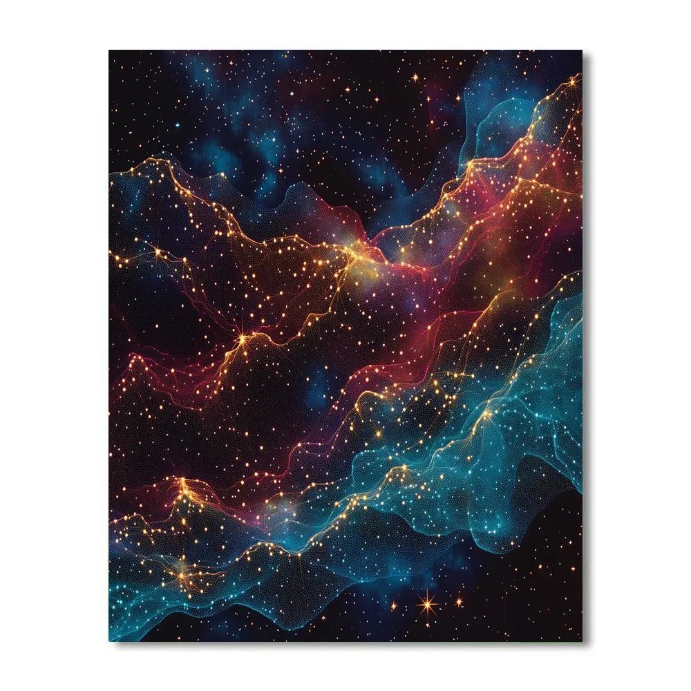 Georges Seurat Inspired Celestial Lattice Nebula DIY paint by numbers