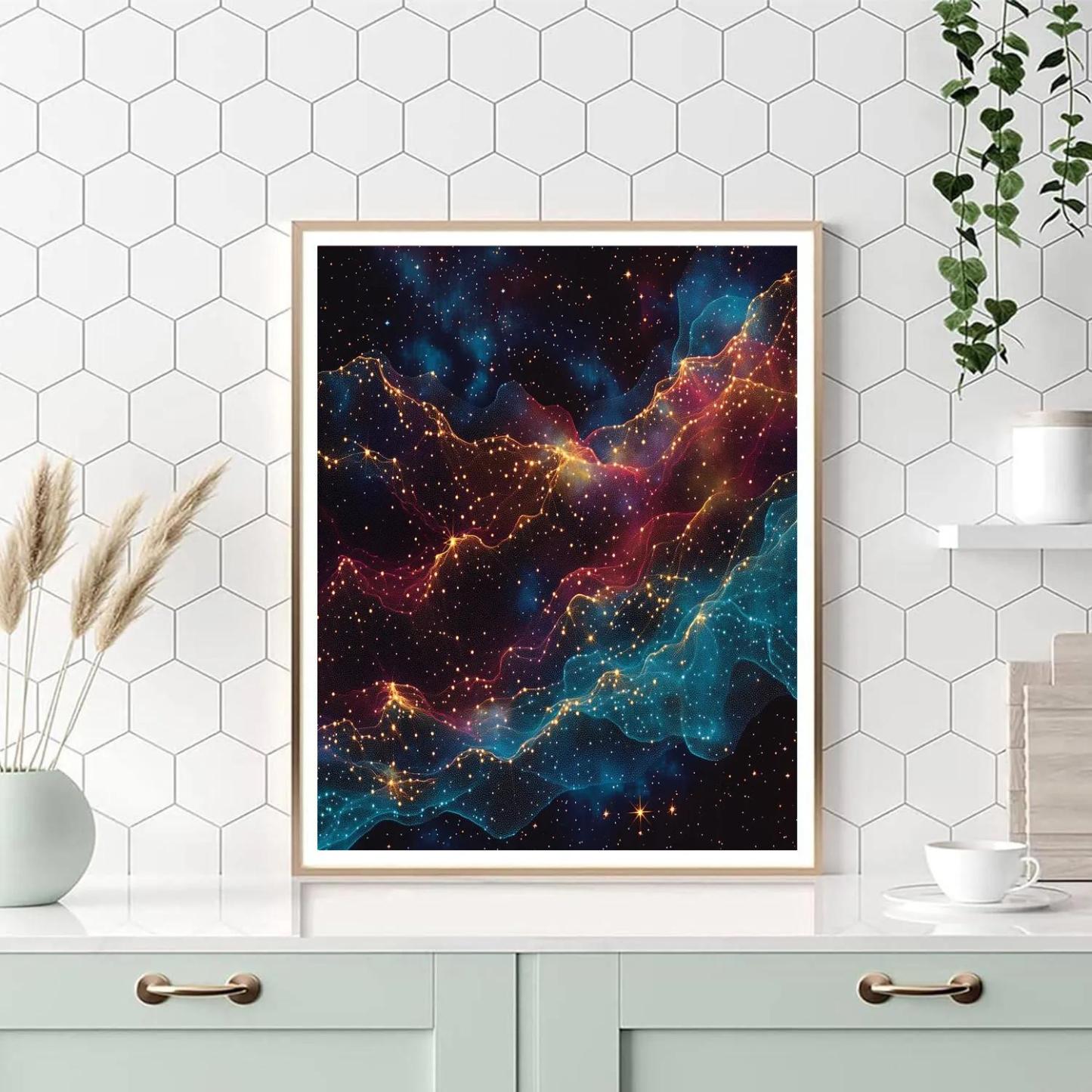 Georges Seurat Inspired Celestial Lattice Nebula DIY paint by numbers