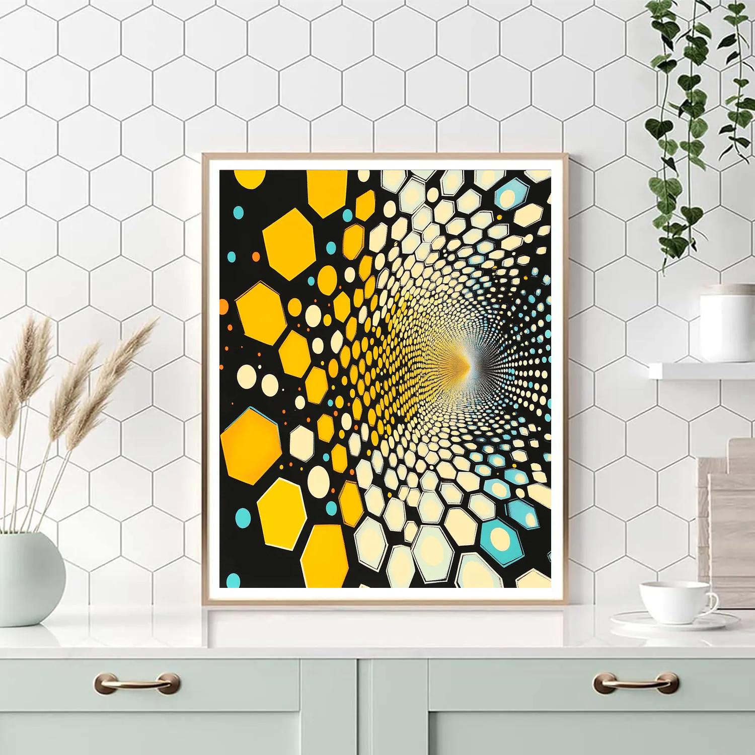 Yayoi Kusama Inspired Cosmic Honeycomb Of Endless Dots Paint by numbers art
