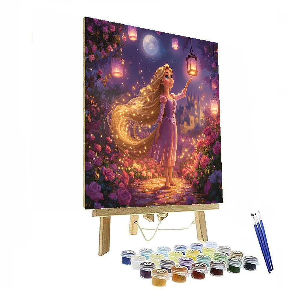 Rapunzel Lantern Garden Evening Disney Inspired Number painting