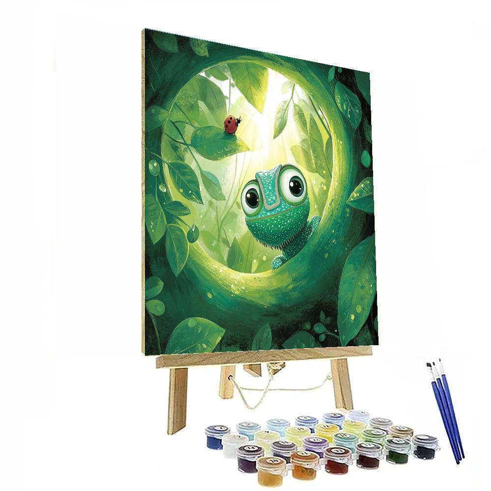 Pascal Forest Leaf Hideout Disney Inspired Number painting