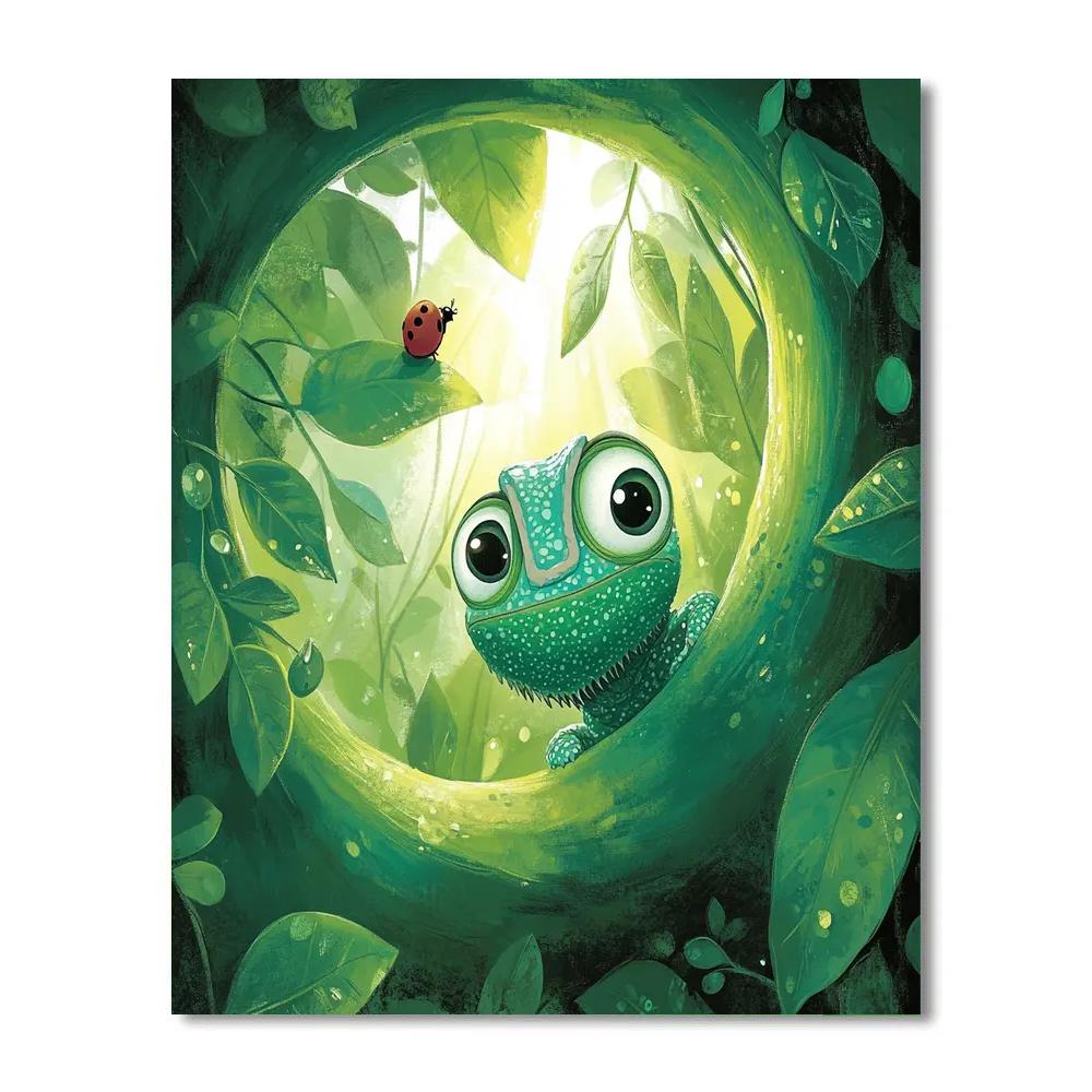 Pascal Forest Leaf Hideout Disney Inspired Number painting