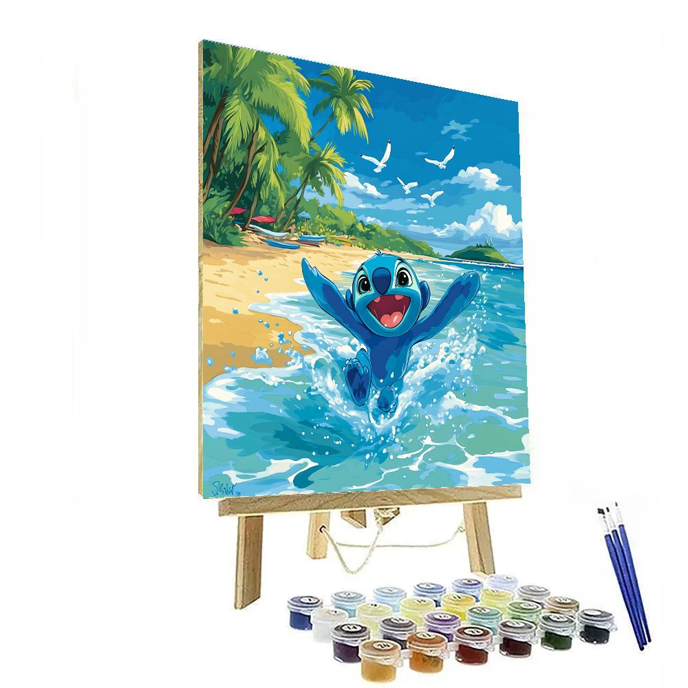 Stitch Tropical Wave Splash Disney Inspired Painting by numbers kit