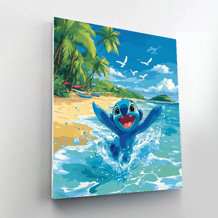 Stitch Tropical Wave Splash Disney Inspired Painting by numbers kit