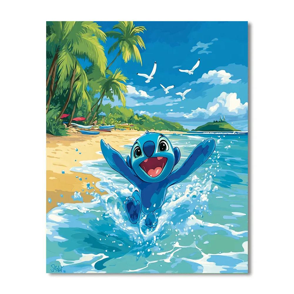 Stitch Tropical Wave Splash Disney Inspired Painting by numbers kit