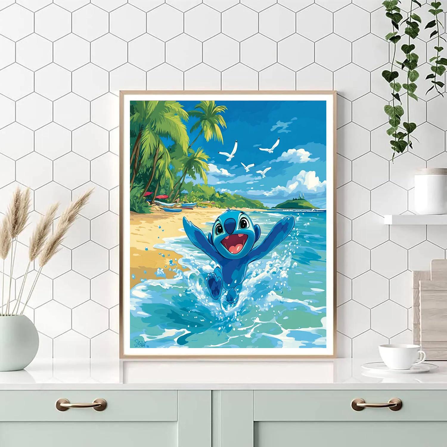 Stitch Tropical Wave Splash Disney Inspired Painting by numbers kit