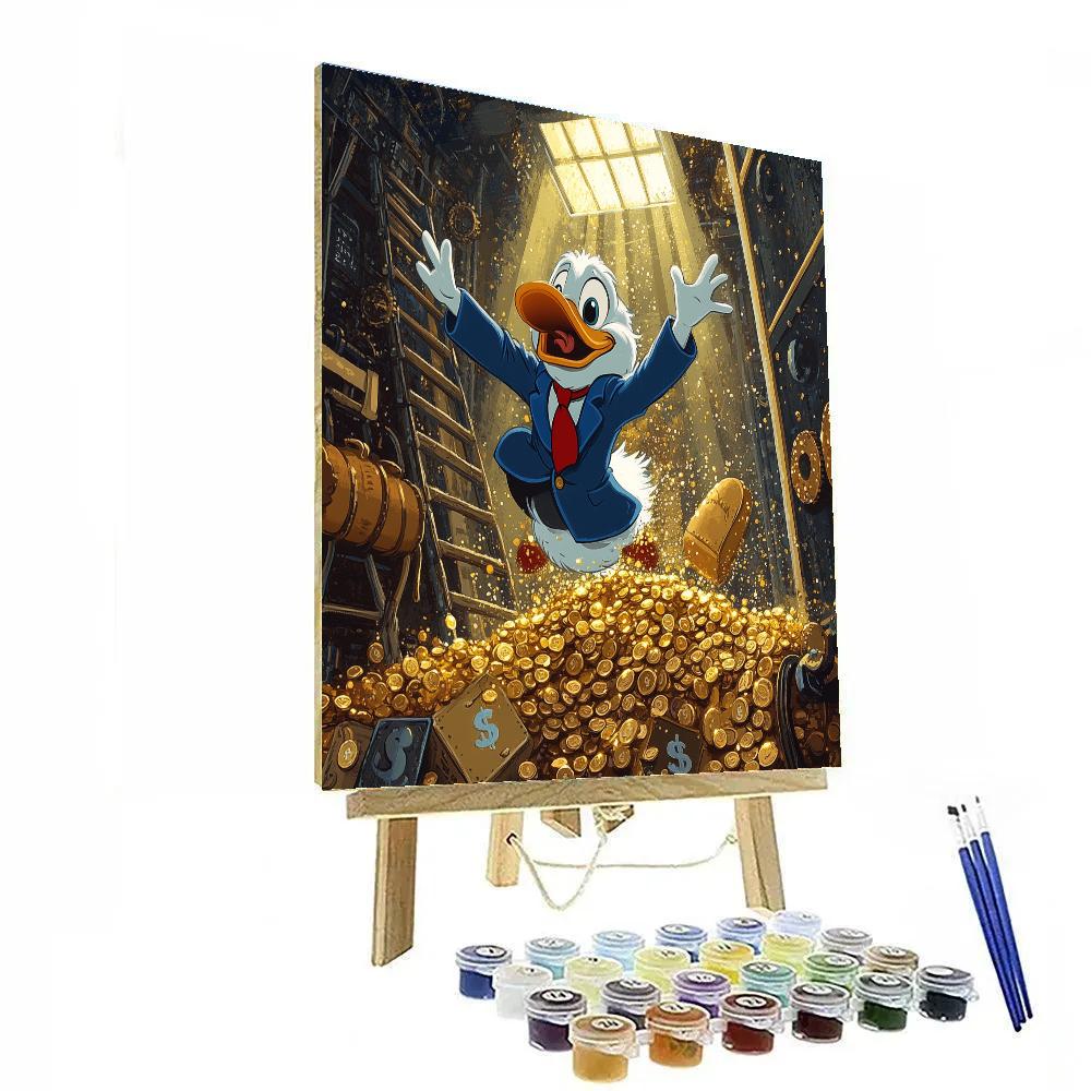 Scrooge McDuck Treasure Vault Swim Disney Inspired Number painting