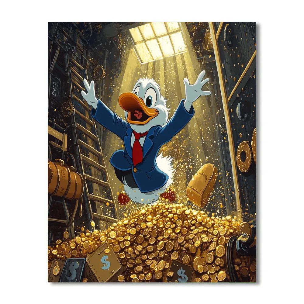 Scrooge McDuck Treasure Vault Swim Disney Inspired Number painting