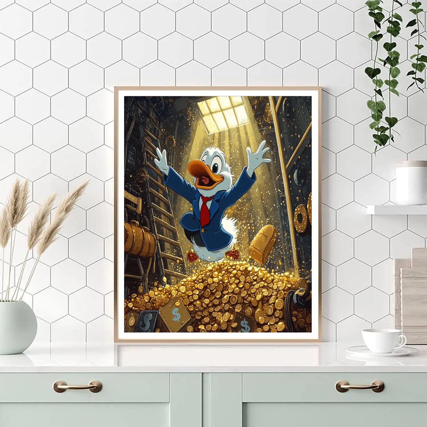 Scrooge McDuck Treasure Vault Swim Disney Inspired Number painting