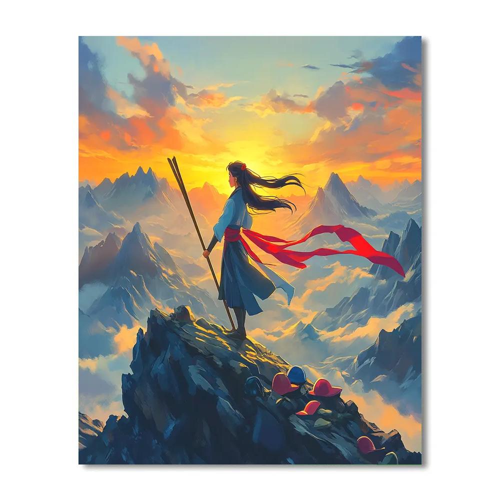 Mulan Mountain Training Sunrise Disney Inspired Painting by numbers kit