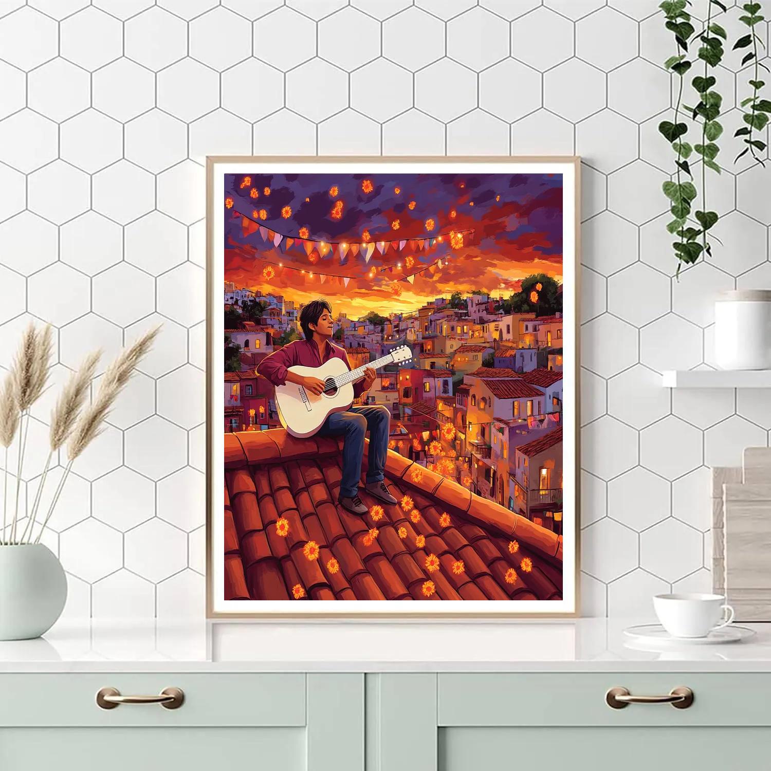 Miguel Rooftop Guitar Serenade Disney Inspired Numbered painting kits