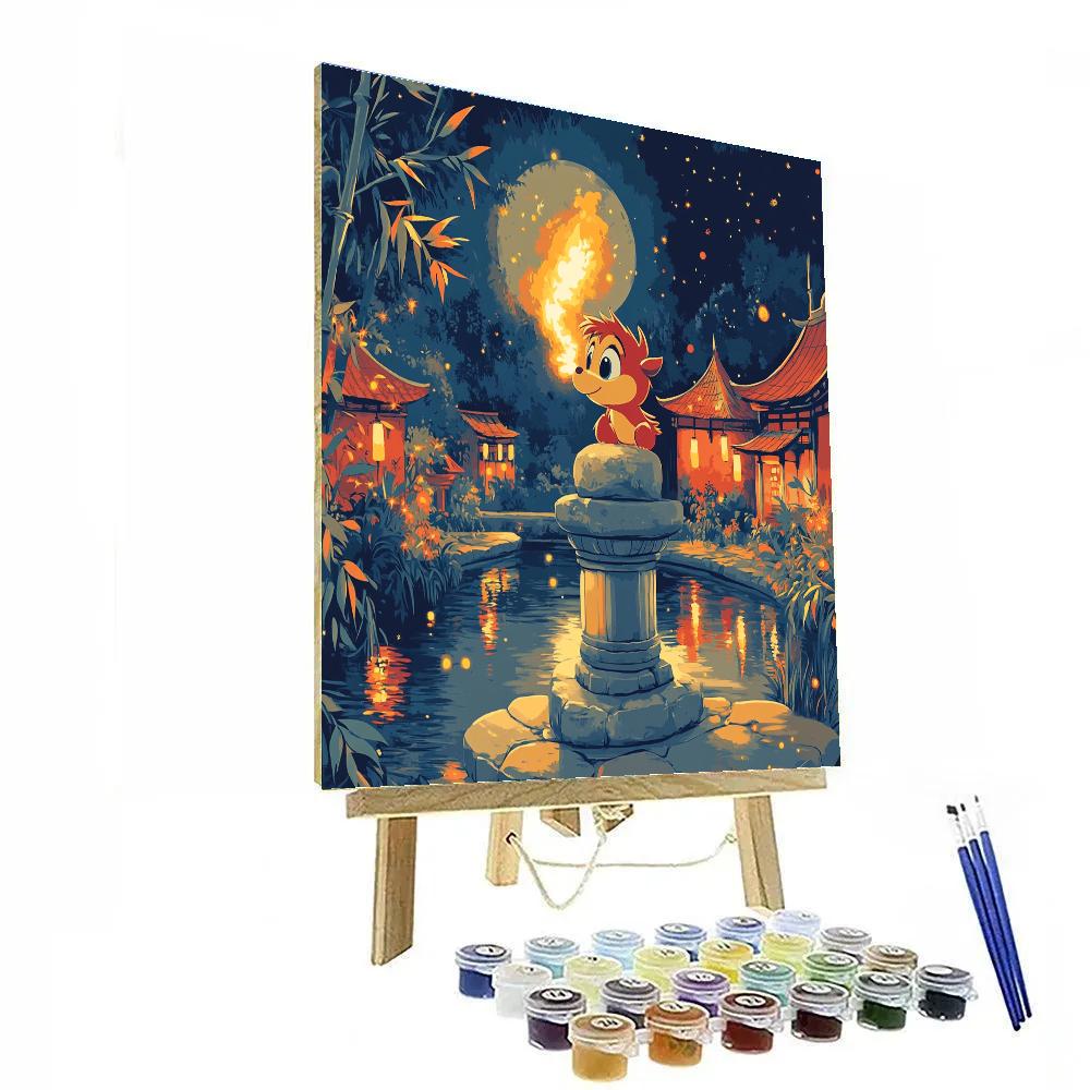 Mushu Temple Garden Fire Glow Disney Inspired DIY paint by numbers