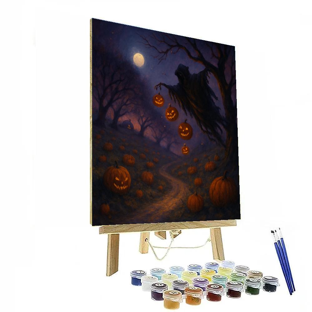 Midnight Orchard Of Wandering Lanterns Number painting