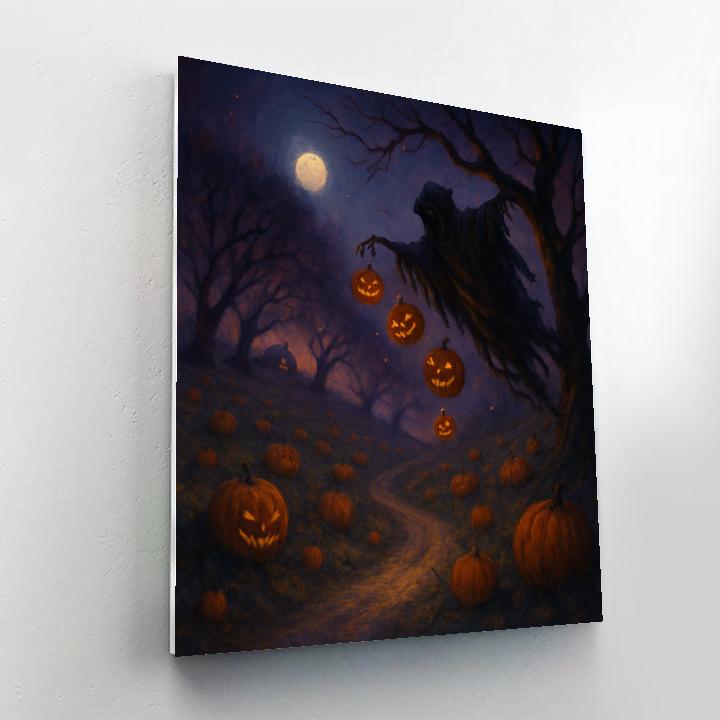 Midnight Orchard Of Wandering Lanterns Number painting