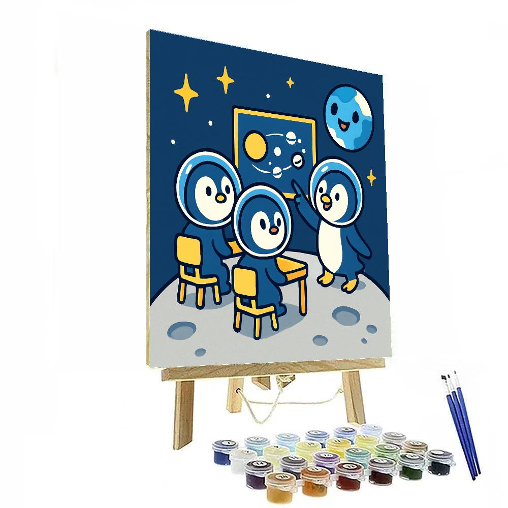 Space School For Curious Penguins paint by number