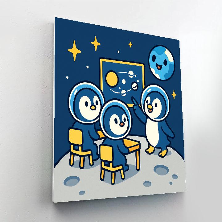 Space School For Curious Penguins paint by number