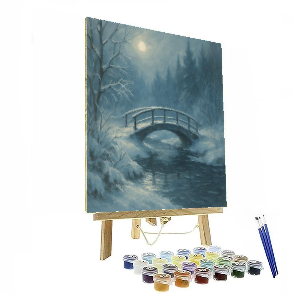 Moonlit Footbridge Over The Silent Creek paint by number