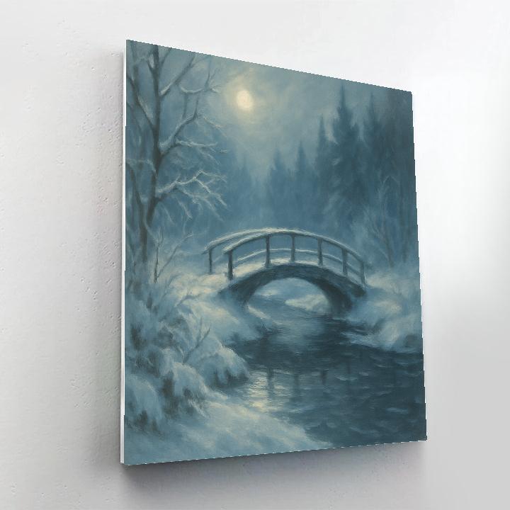 Moonlit Footbridge Over The Silent Creek paint by number