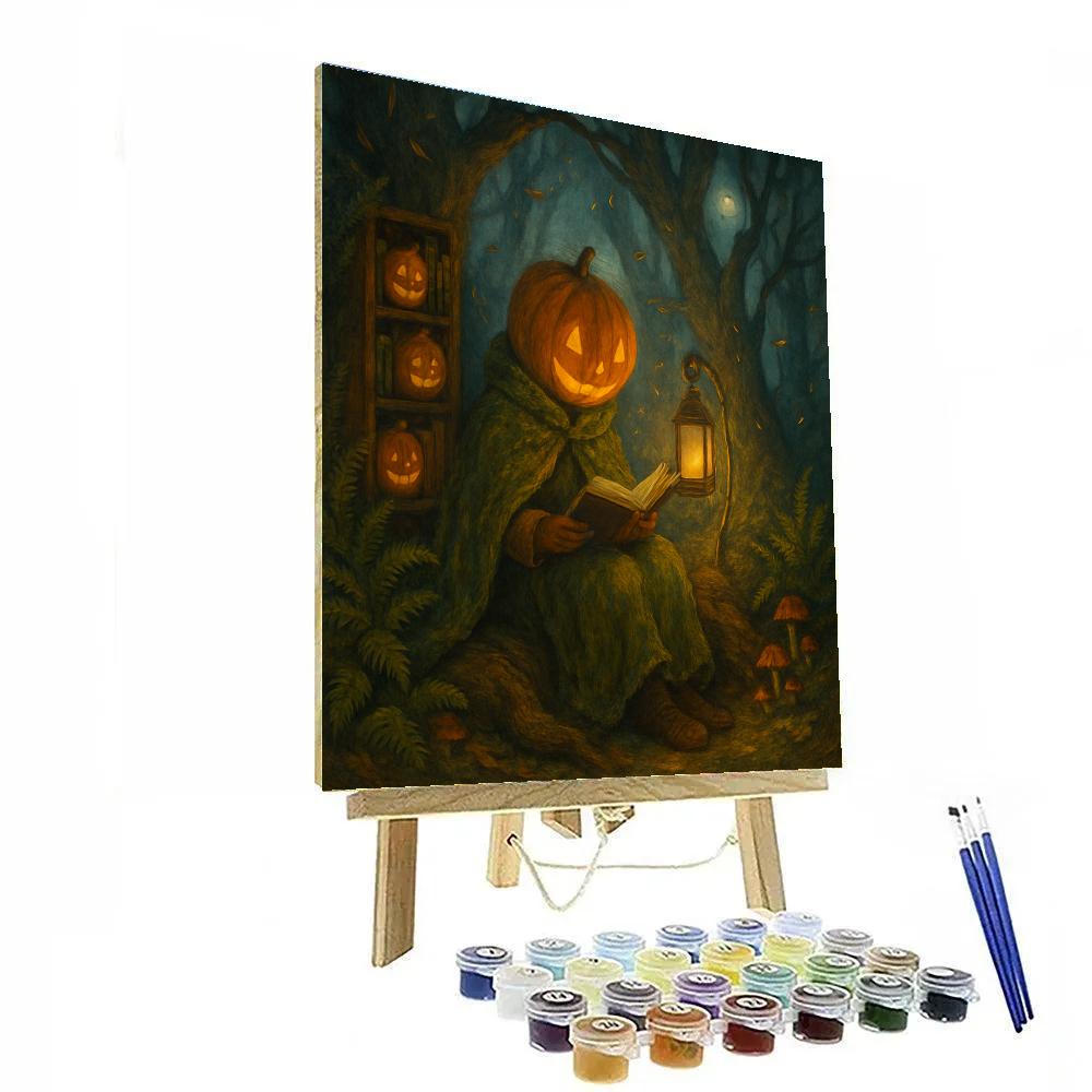Pumpkin Librarian In The Lantern Forest Paint by numbers kits