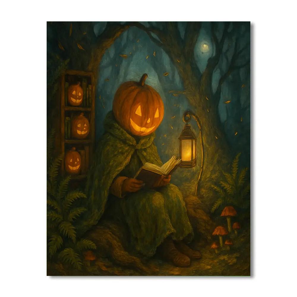 Pumpkin Librarian In The Lantern Forest Paint by numbers kits