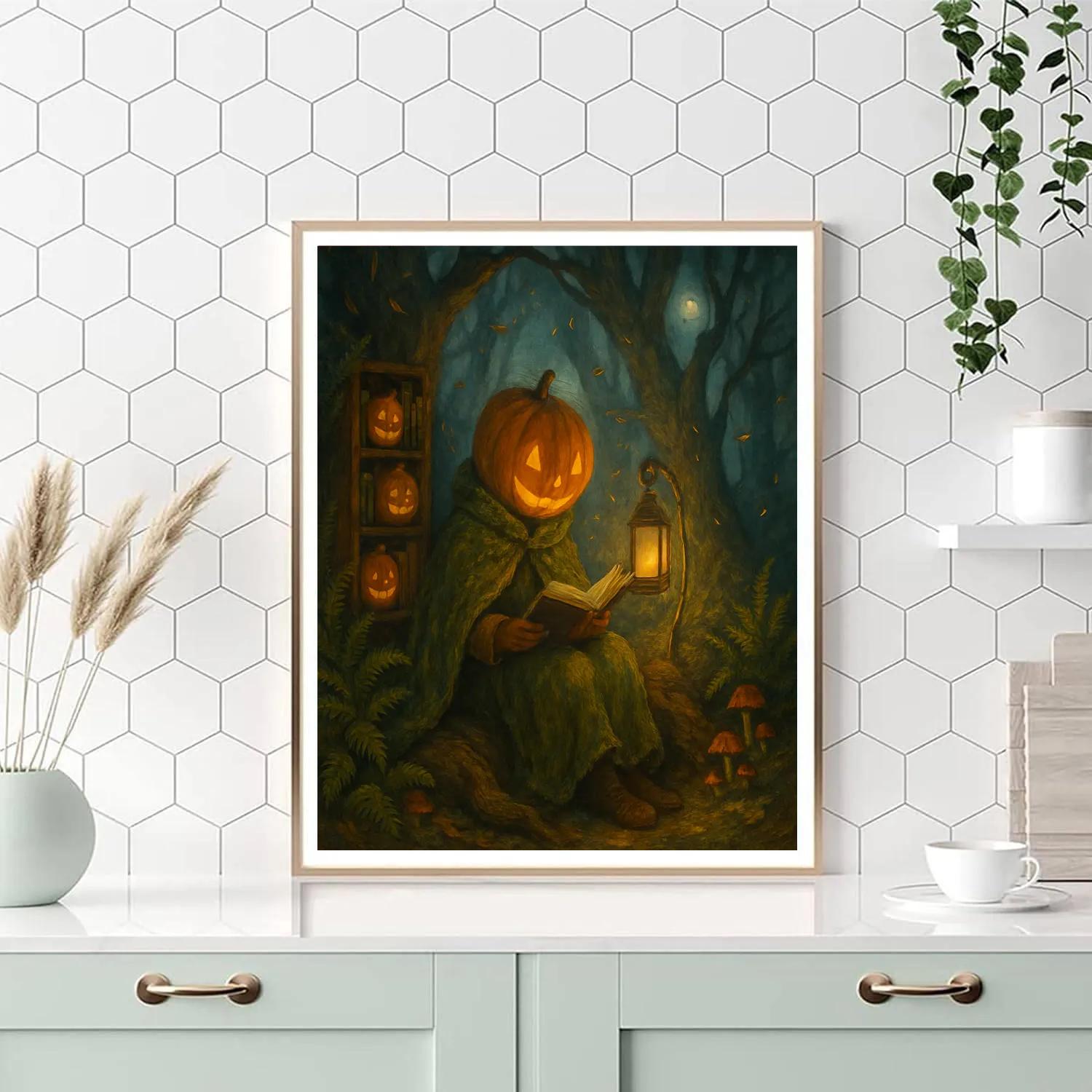 Pumpkin Librarian In The Lantern Forest Paint by numbers kits