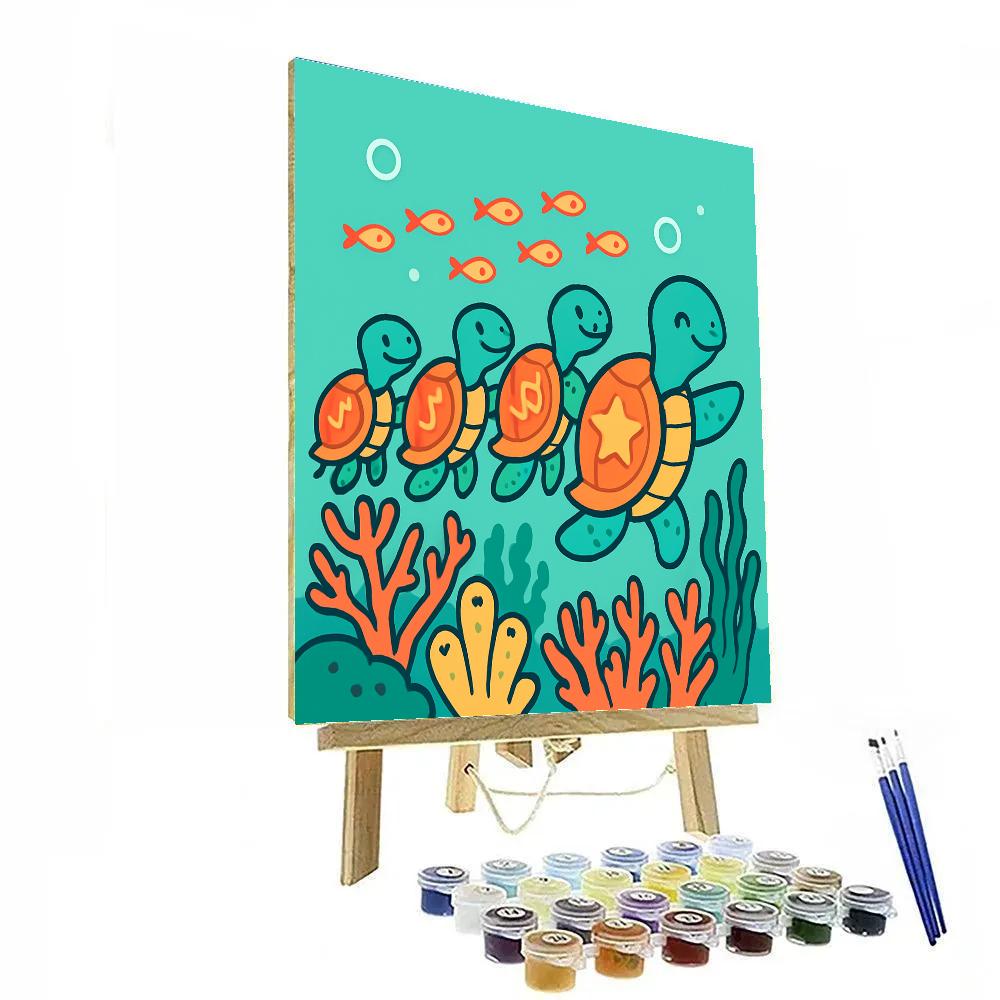Coral Reef Parade Of Dancing Turtles paint by number