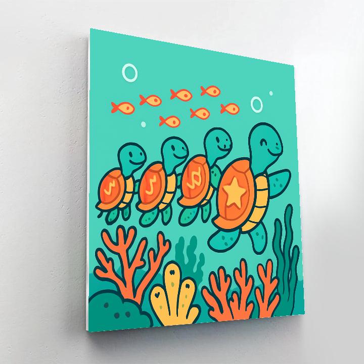 Coral Reef Parade Of Dancing Turtles paint by number