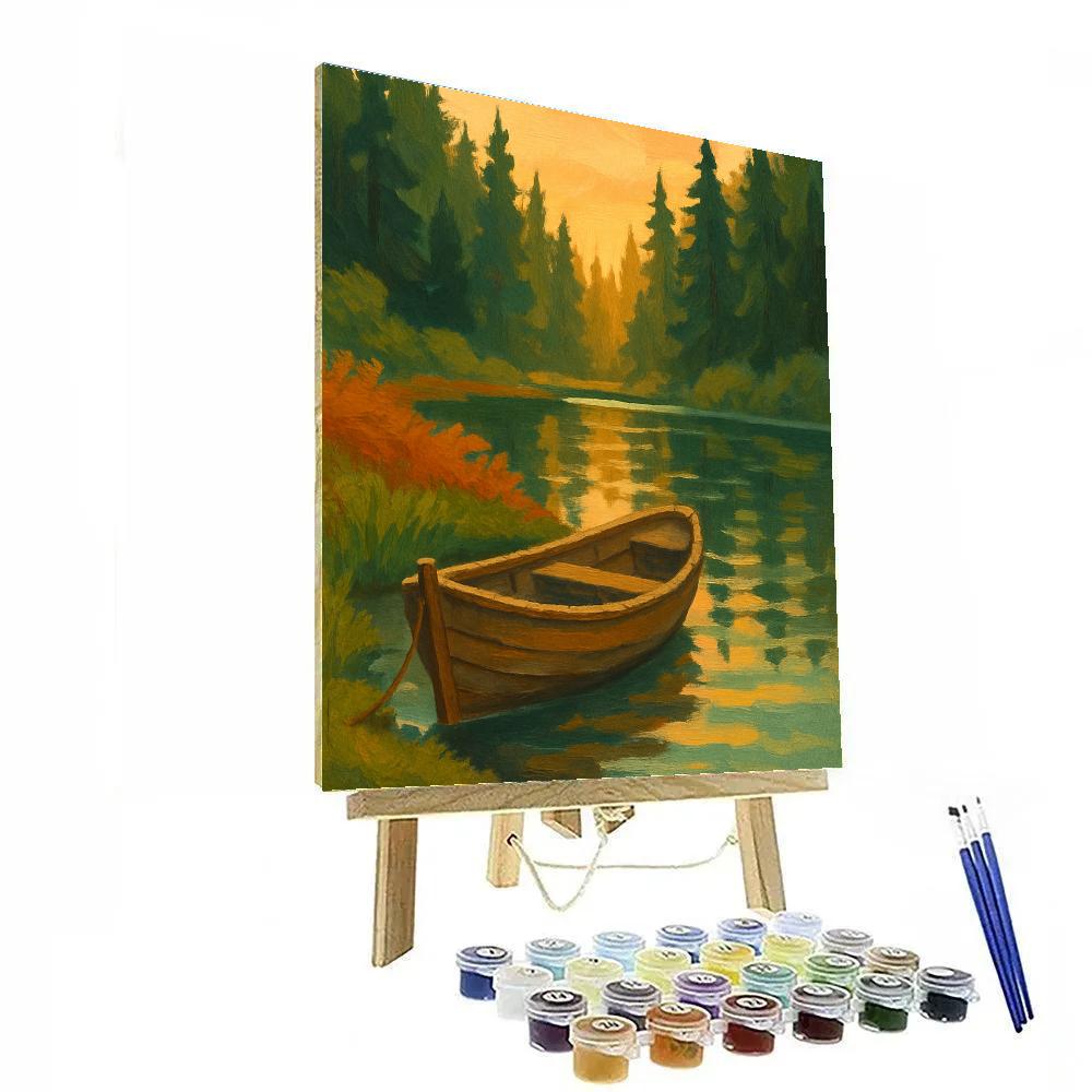 Rowboat Rest At Golden Fern Lake Numbered painting kits