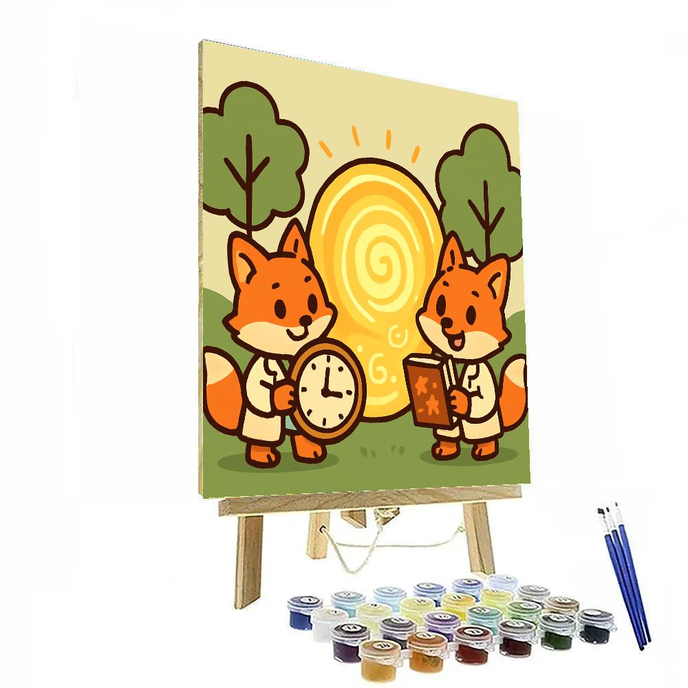 Time Traveling Forest Fox Scientists Painting by numbers kit