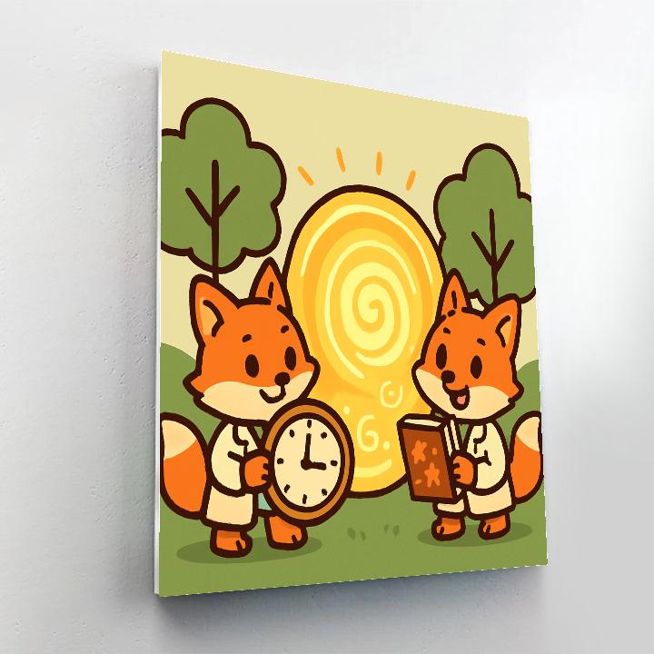 Time Traveling Forest Fox Scientists Painting by numbers kit