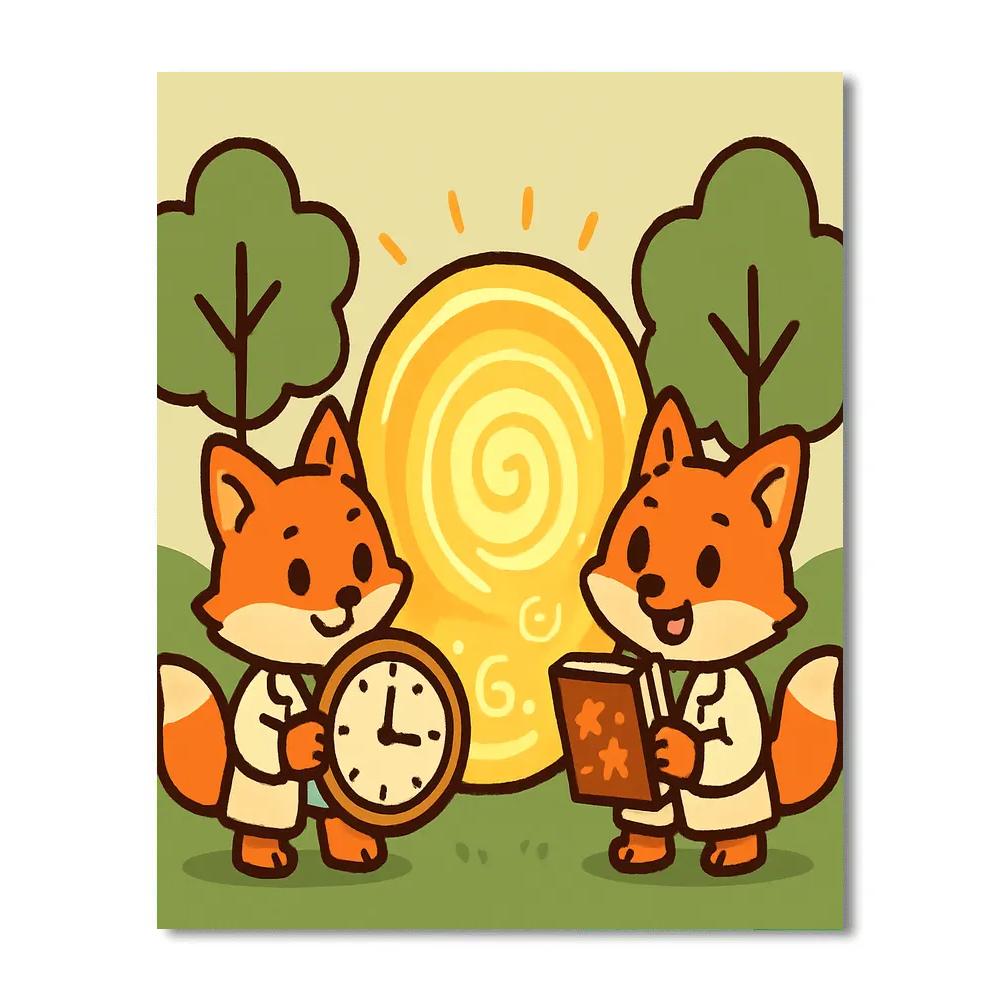 Time Traveling Forest Fox Scientists Painting by numbers kit