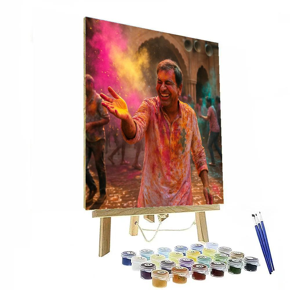 Holi Celebration In Vrindavan Street Paint by numbers art
