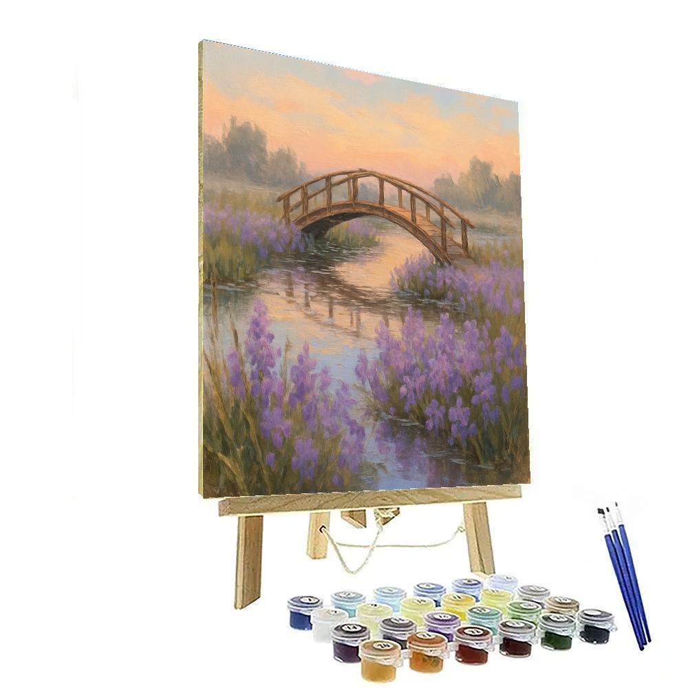 Sunlit Bridge Over Lavender Marsh paint by numbers