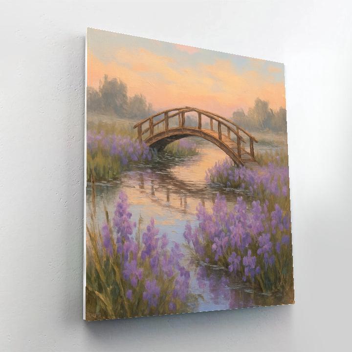 Sunlit Bridge Over Lavender Marsh paint by numbers