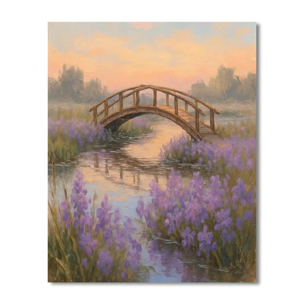 Sunlit Bridge Over Lavender Marsh paint by numbers