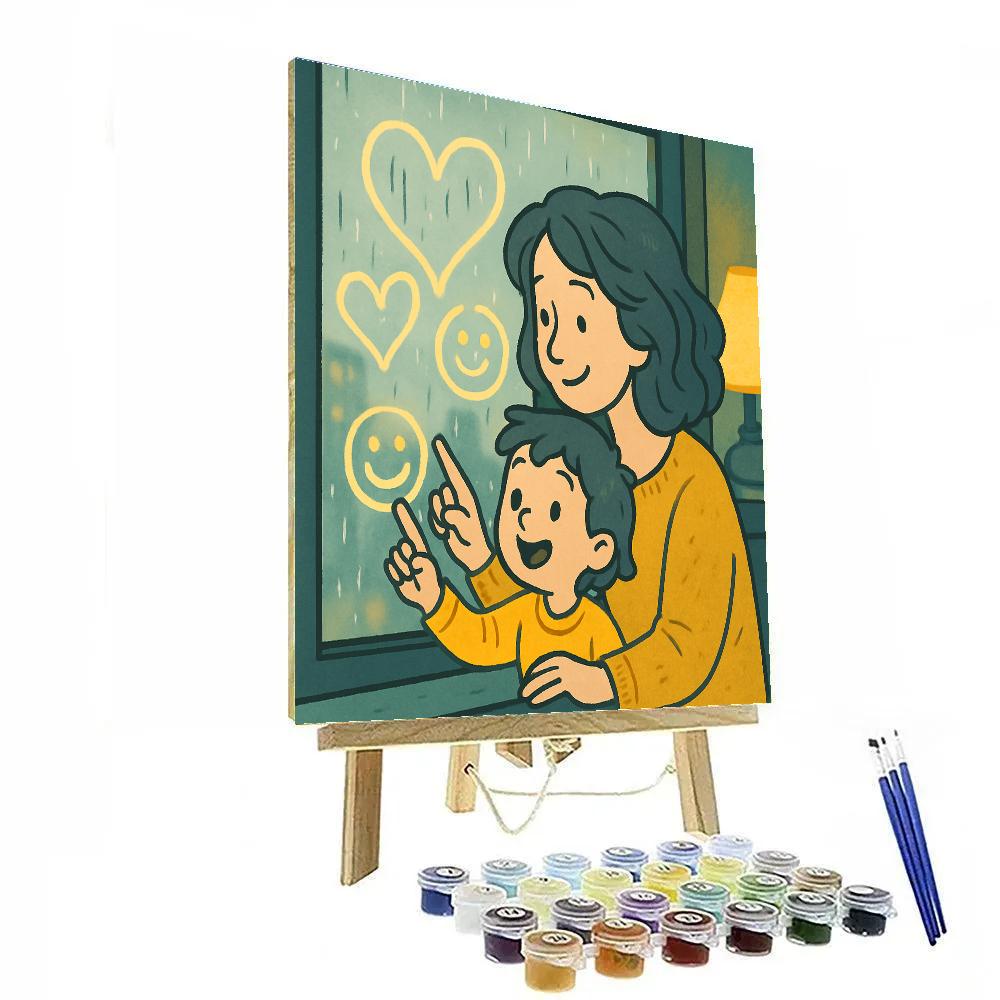 Rainy Window Painting With Mom DIY paint by numbers