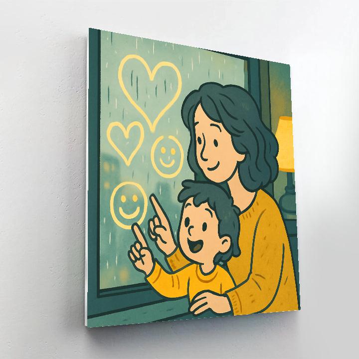 Rainy Window Painting With Mom DIY paint by numbers