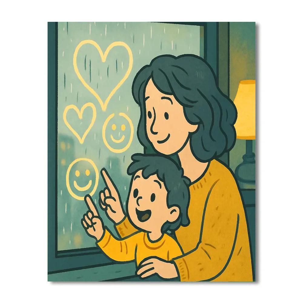 Rainy Window Painting With Mom DIY paint by numbers